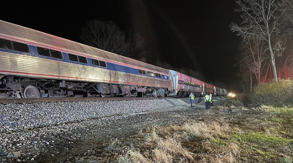 A photo provided by our reporter Monica Murphy of the derailed train, taken on Nov. 16, 2023.