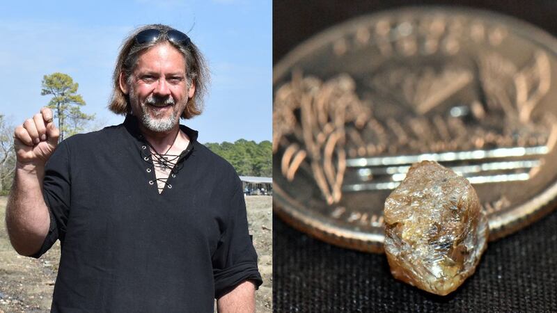 David Anderson discovered a 3.29-carat brown diamond while wet-sifting gravel at Arkansas'...