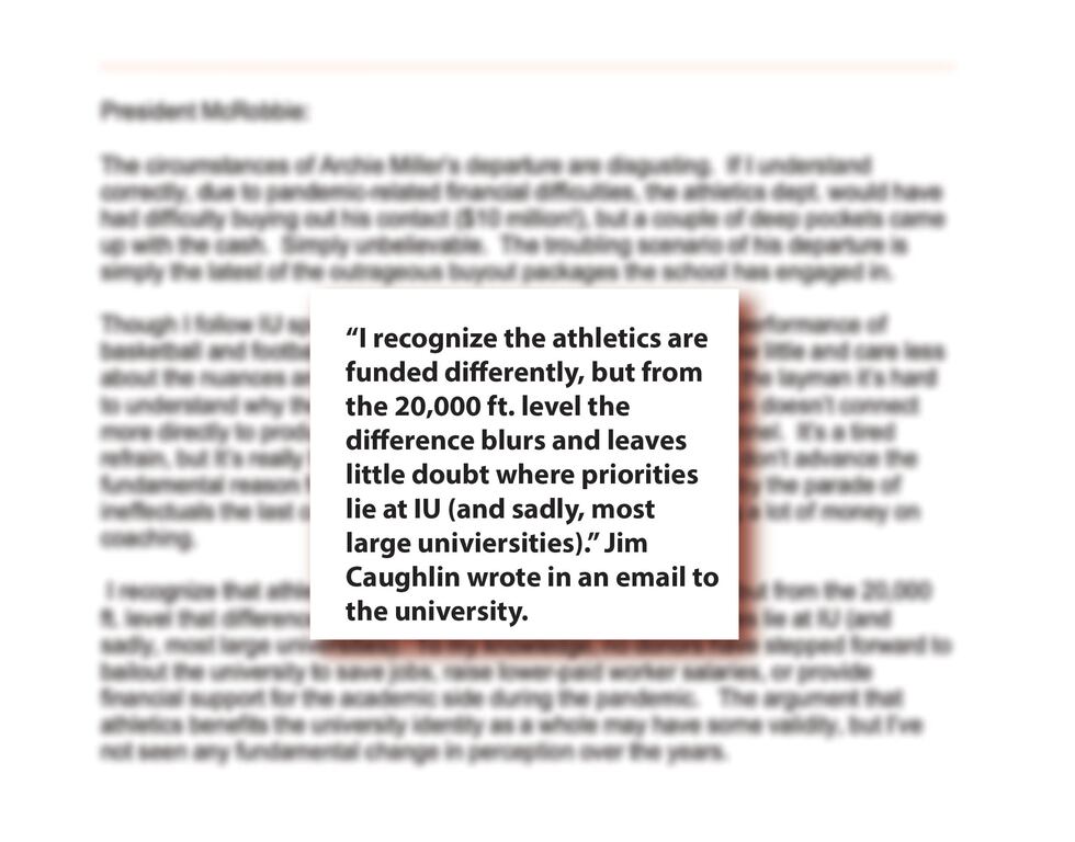 An excerpt from an email to former Indiana University President Michael McRobbie from James...