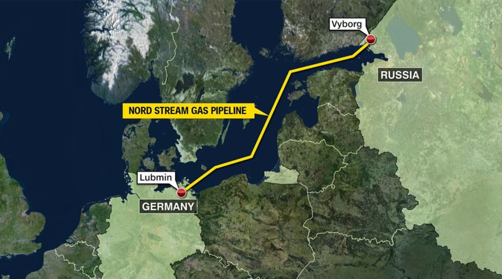 A graphic shows the location of Nord Stream pipeline 1.