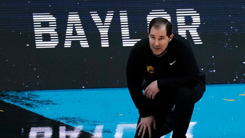 Baylor head coach Scott Drew watches from the sideline during the second half of a men's Final...